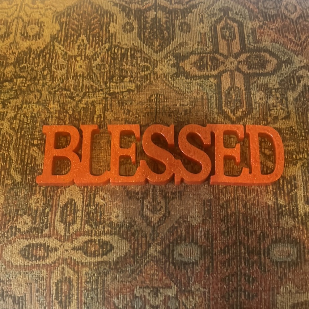 BLESSED in Resin - Sparkly Red/Orange